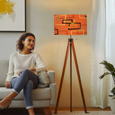 Kate McEnroe New York Mid Century Modern Orange Floor Lamp Atomic Retro Tripod Geometric DecorTripod Floor Lamps6T4rtU0eOb