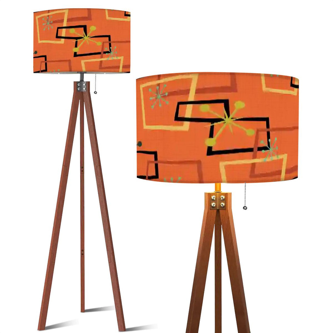 Kate McEnroe New York Mid Century Modern Orange Floor Lamp Atomic Retro Tripod Geometric DecorTripod Floor Lamps6T4rtU0eOb