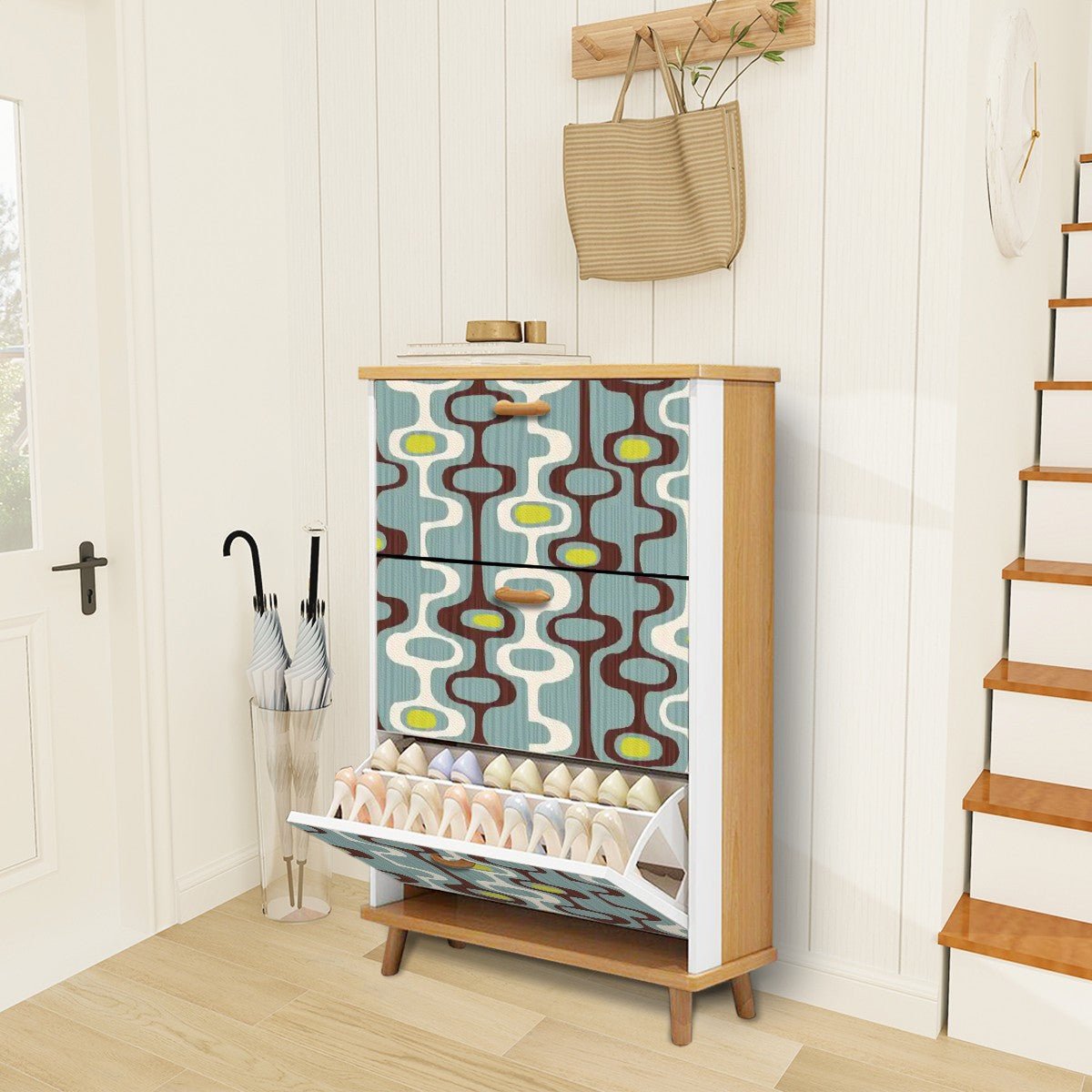 Kate McEnroe New York Mid Century Modern Orb Geometric Shoe Cabinet, Retro 60s Mod Storage AccentShoe StoragevzKi3ANvCP