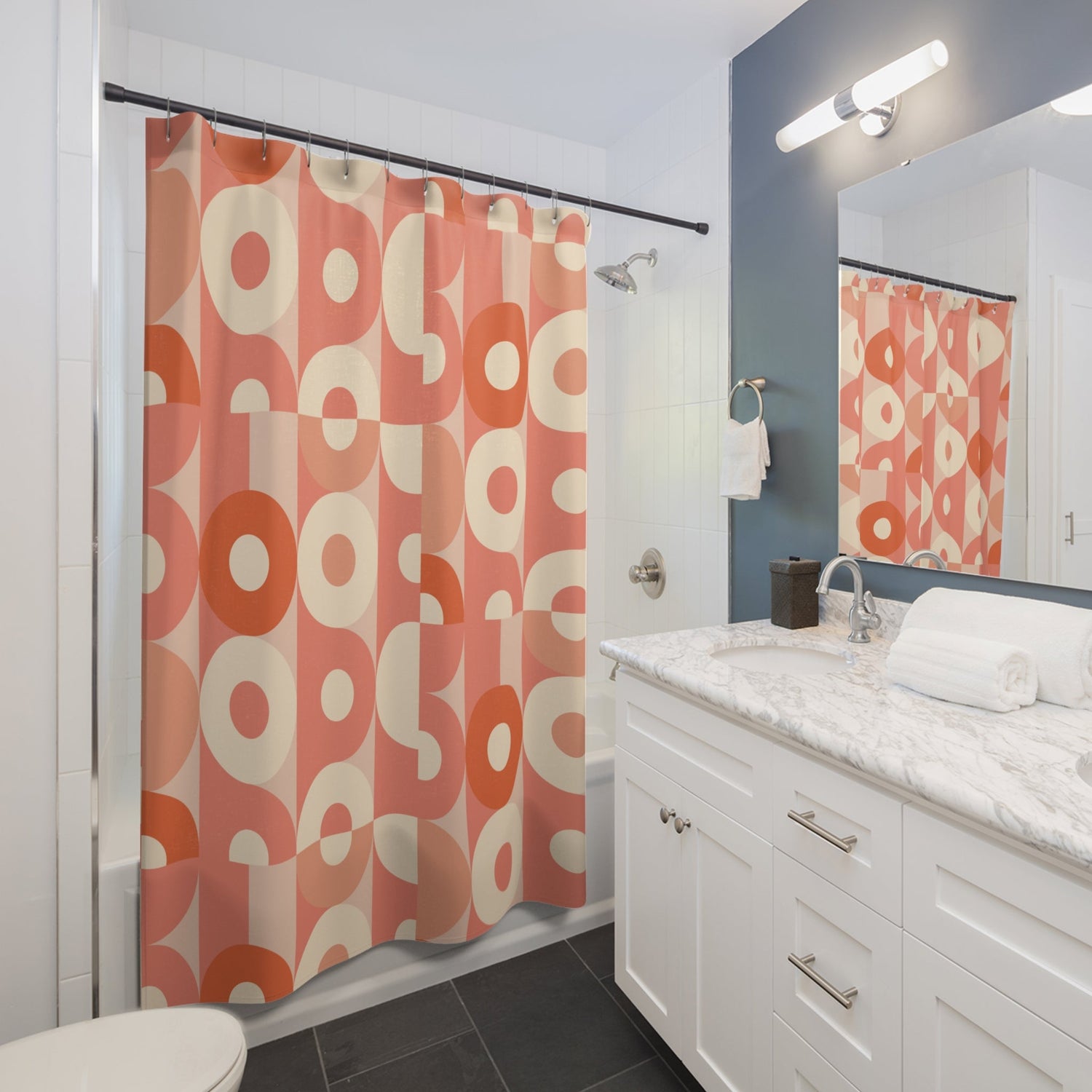 Kate McEnroe New York Mid Century Modern Orb Shower Curtain, Retro Mod Bathroom AccentShower Curtains31063428591943772325
