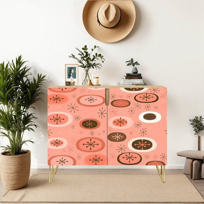 Kate McEnroe New York Mid Century Modern Orb Starburst Sideboard, Retro Atomic Peachy Pink Storage CabinetStorage CabinetsuS3fUFq81g