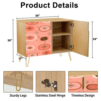 Kate McEnroe New York Mid Century Modern Orb Starburst Sideboard, Retro Atomic Peachy Pink Storage CabinetStorage CabinetsuS3fUFq81g