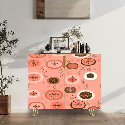 Kate McEnroe New York Mid Century Modern Orb Starburst Sideboard, Retro Atomic Peachy Pink Storage CabinetStorage CabinetsuS3fUFq81g