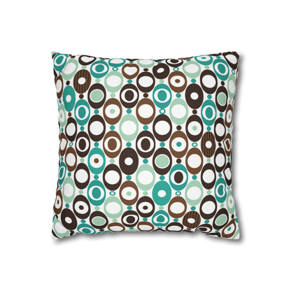 Kate McEnroe New York Mid Century Modern Orb Throw Pillow Cover, Retro Teal Brown 50s Style Cushion CoverThrow Pillow Covers25140729851898426357