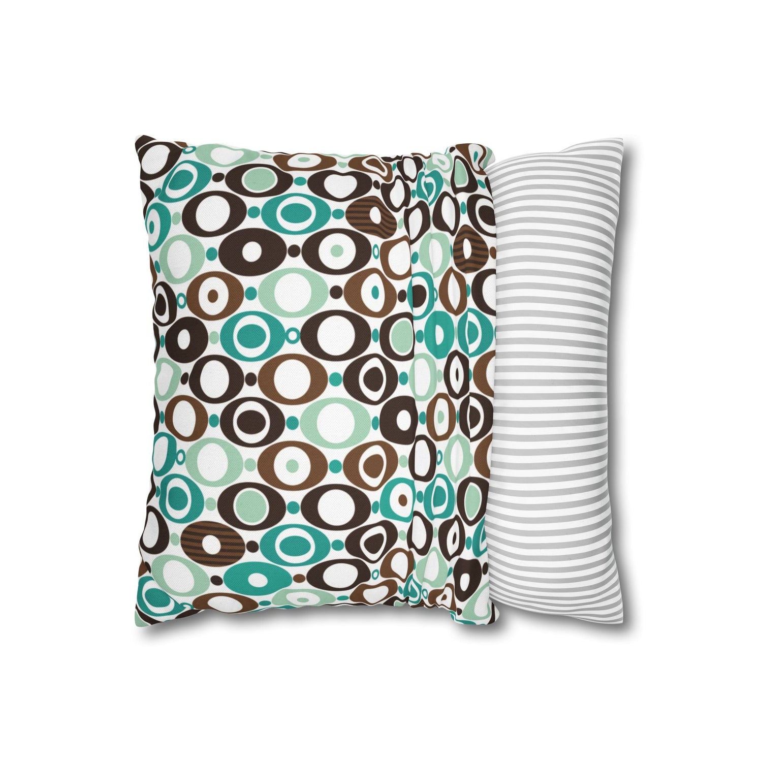 Kate McEnroe New York Mid Century Modern Orb Throw Pillow Cover, Retro Teal Brown 50s Style Cushion CoverThrow Pillow Covers25554266625483008555