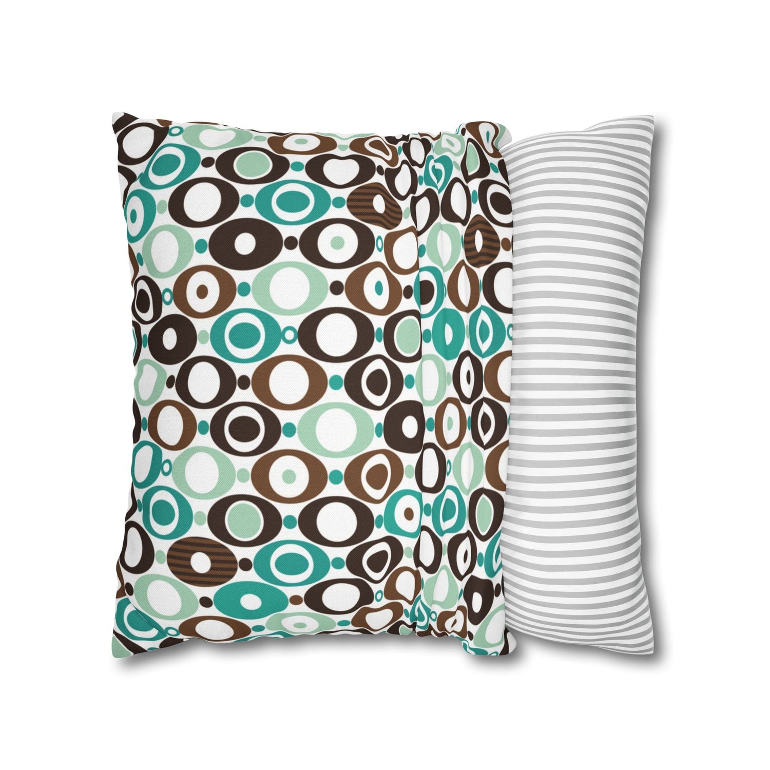 Kate McEnroe New York Mid Century Modern Orb Throw Pillow Cover, Retro Teal Brown 50s Style Cushion CoverThrow Pillow Covers25554266625483008555