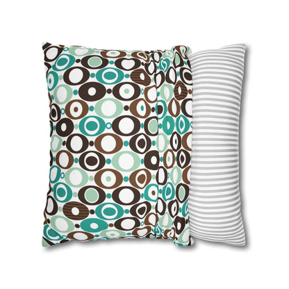 Kate McEnroe New York Mid Century Modern Orb Throw Pillow Cover, Retro Teal Brown 50s Style Cushion CoverThrow Pillow Covers25554266625483008555