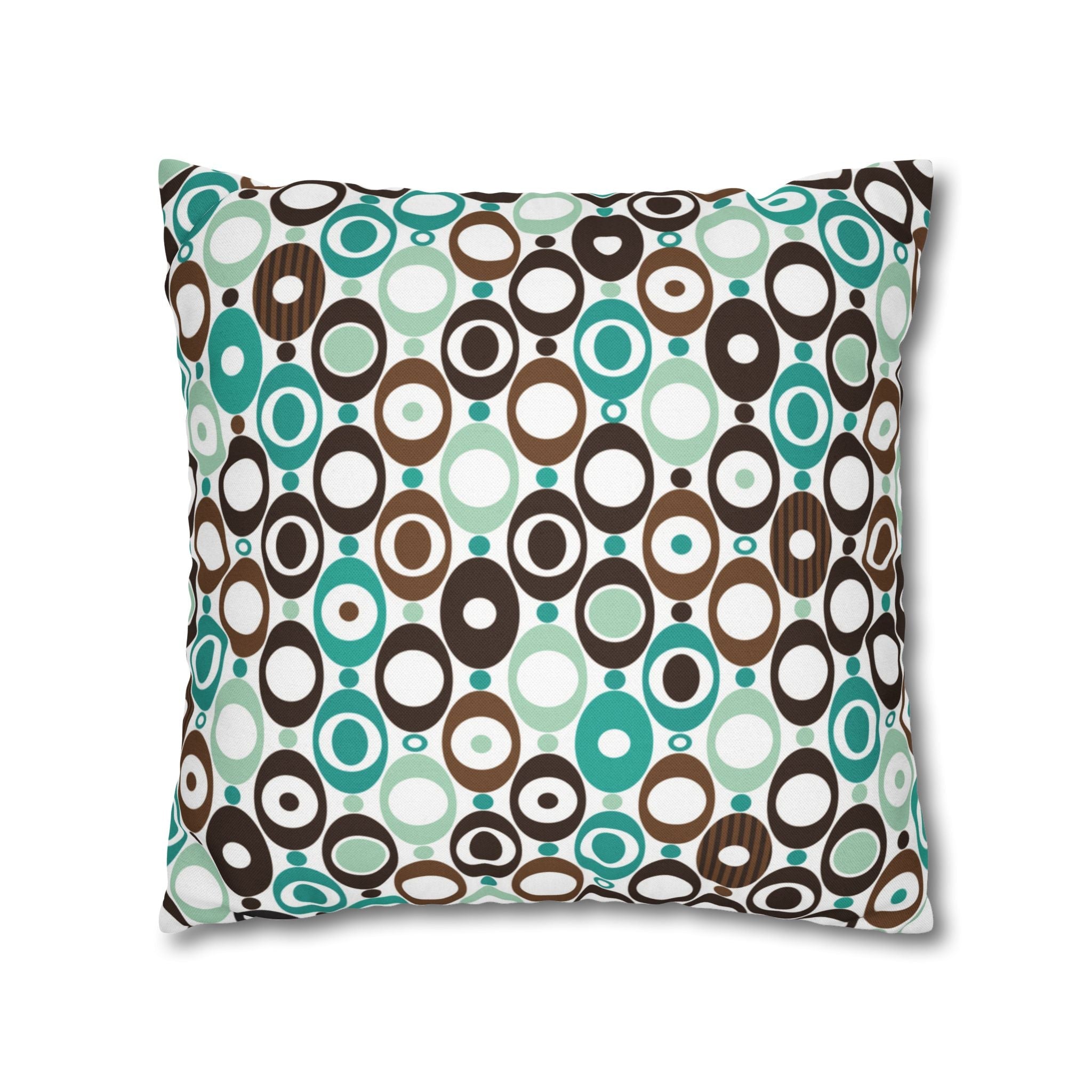 Kate McEnroe New York Mid Century Modern Orb Throw Pillow Cover, Retro Teal Brown 50s Style Cushion CoverThrow Pillow Covers25554266625483008555