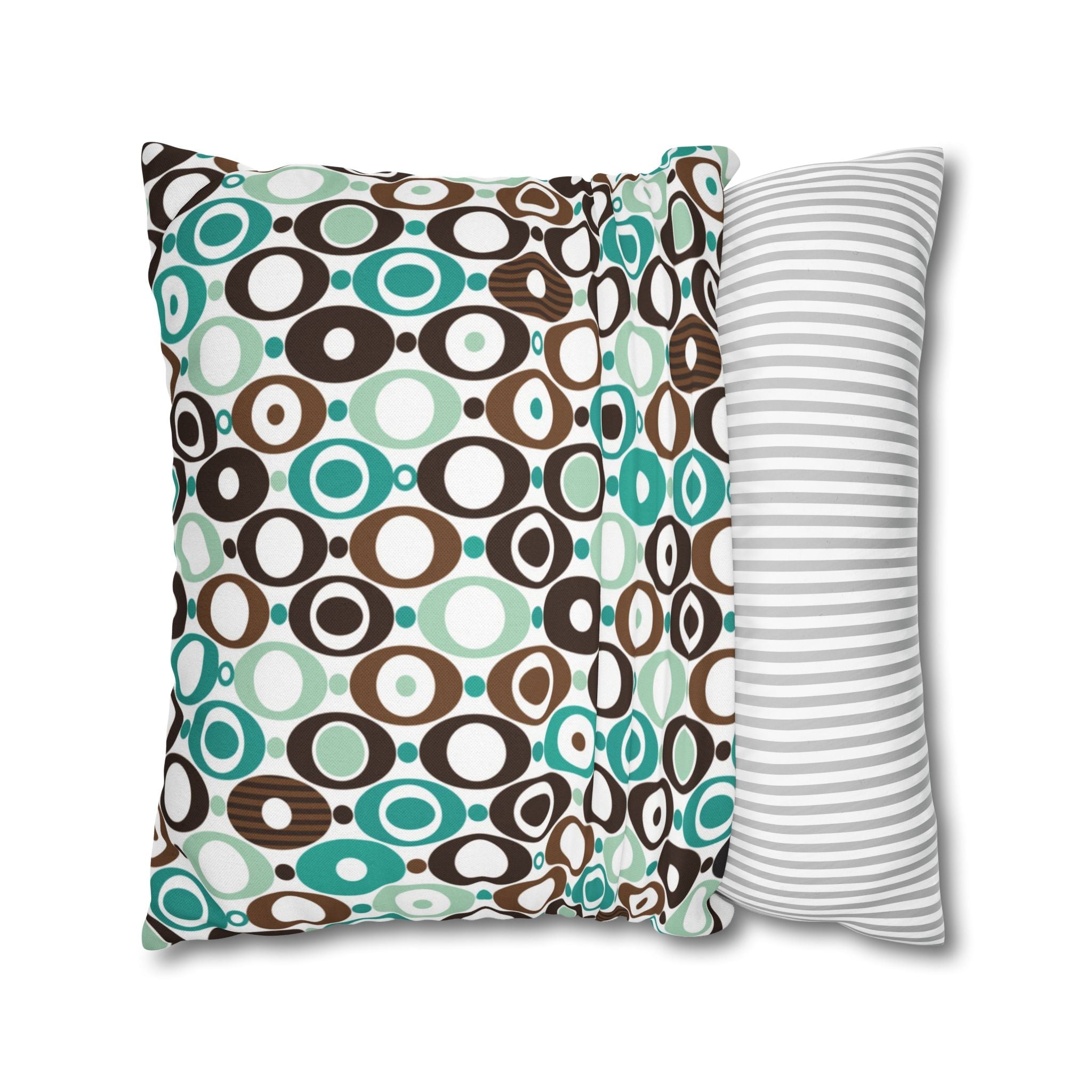 Kate McEnroe New York Mid Century Modern Orb Throw Pillow Cover, Retro Teal Brown 50s Style Cushion CoverThrow Pillow Covers25554266625483008555