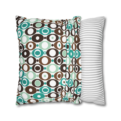 Kate McEnroe New York Mid Century Modern Orb Throw Pillow Cover, Retro Teal Brown 50s Style Cushion CoverThrow Pillow Covers25554266625483008555