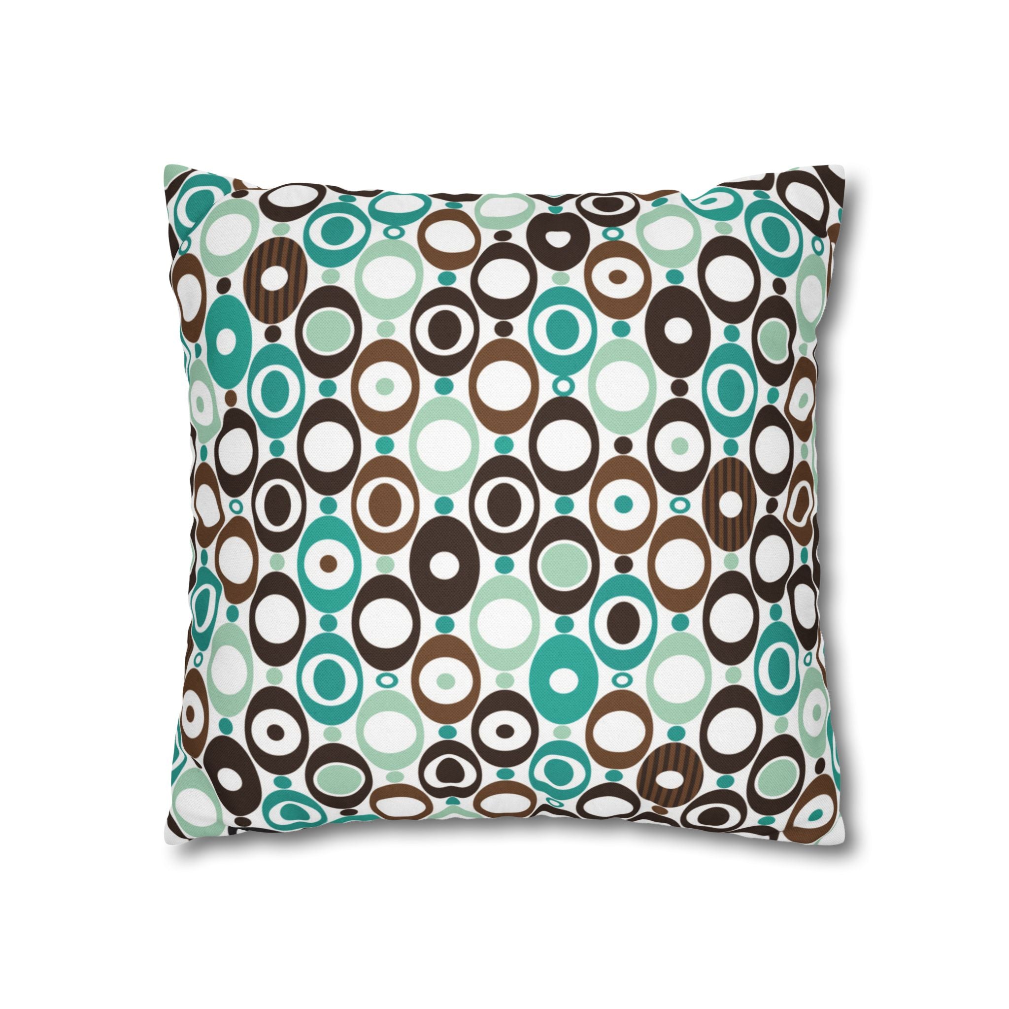 Kate McEnroe New York Mid Century Modern Orb Throw Pillow Cover, Retro Teal Brown 50s Style Cushion CoverThrow Pillow Covers25554266625483008555
