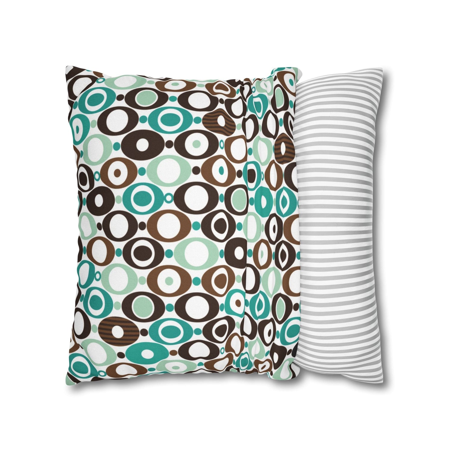 Kate McEnroe New York Mid Century Modern Orb Throw Pillow Cover, Retro Teal Brown 50s Style Cushion CoverThrow Pillow Covers25554266625483008555