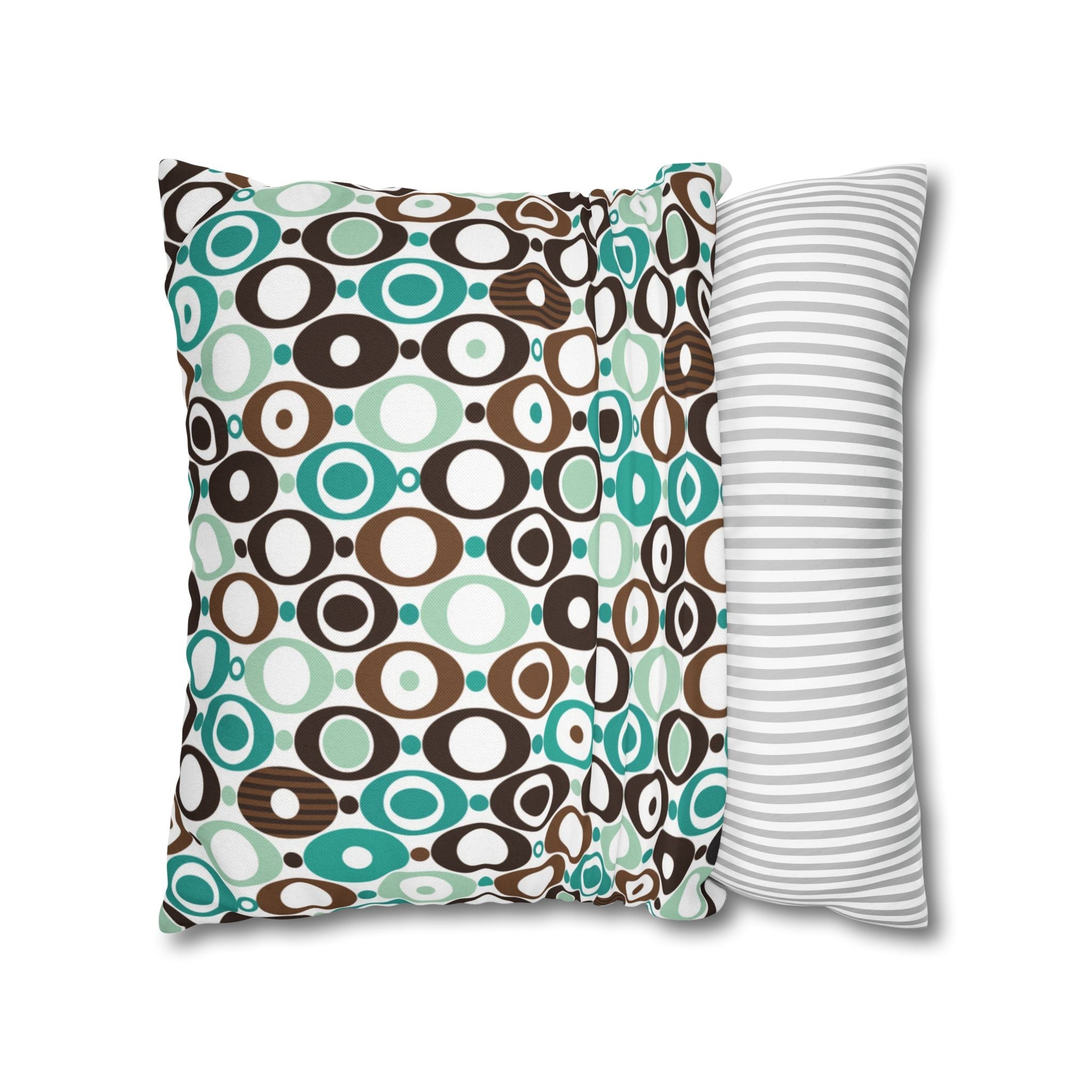 Kate McEnroe New York Mid Century Modern Orb Throw Pillow Cover, Retro Teal Brown 50s Style Cushion CoverThrow Pillow Covers25554266625483008555