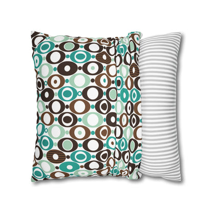 Kate McEnroe New York Mid Century Modern Orb Throw Pillow Cover, Retro Teal Brown 50s Style Cushion CoverThrow Pillow Covers25554266625483008555