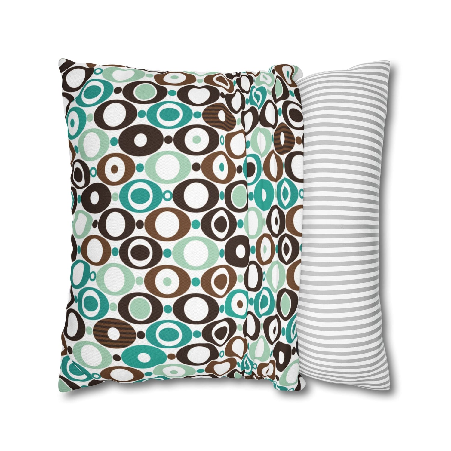 Kate McEnroe New York Mid Century Modern Orb Throw Pillow Cover, Retro Teal Brown 50s Style Cushion CoverThrow Pillow Covers25554266625483008555