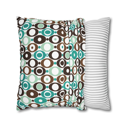 Kate McEnroe New York Mid Century Modern Orb Throw Pillow Cover, Retro Teal Brown 50s Style Cushion CoverThrow Pillow Covers25554266625483008555