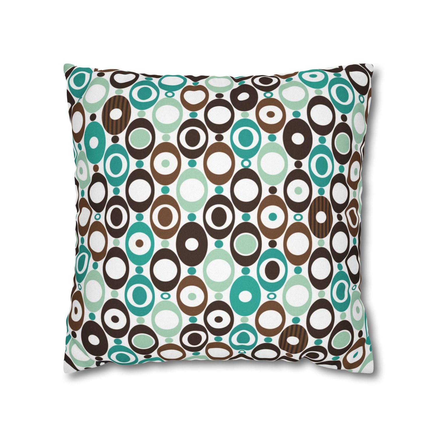 Kate McEnroe New York Mid Century Modern Orb Throw Pillow Cover, Retro Teal Brown 50s Style Cushion CoverThrow Pillow Covers25554266625483008555