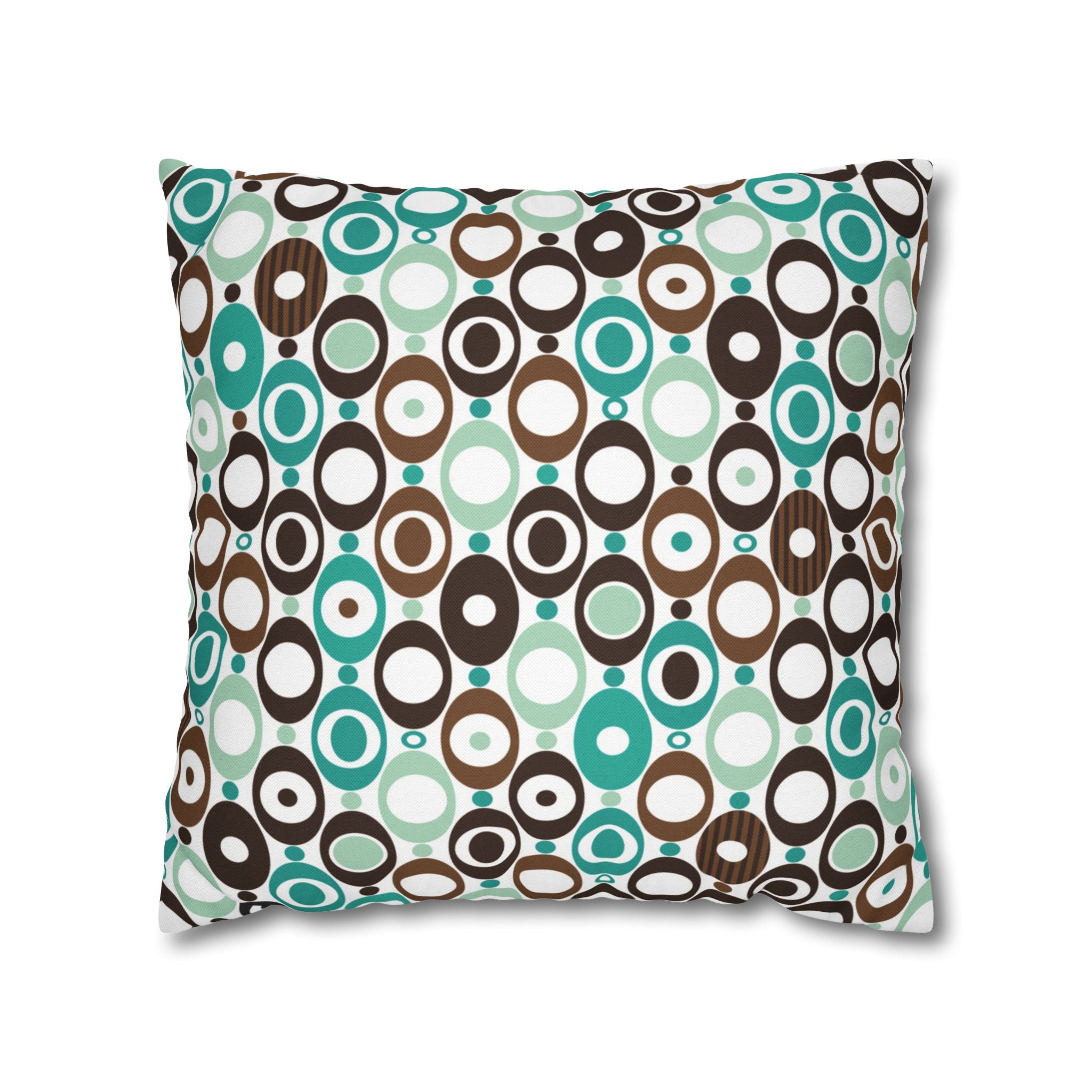 Kate McEnroe New York Mid Century Modern Orb Throw Pillow Cover, Retro Teal Brown 50s Style Cushion CoverThrow Pillow Covers25554266625483008555