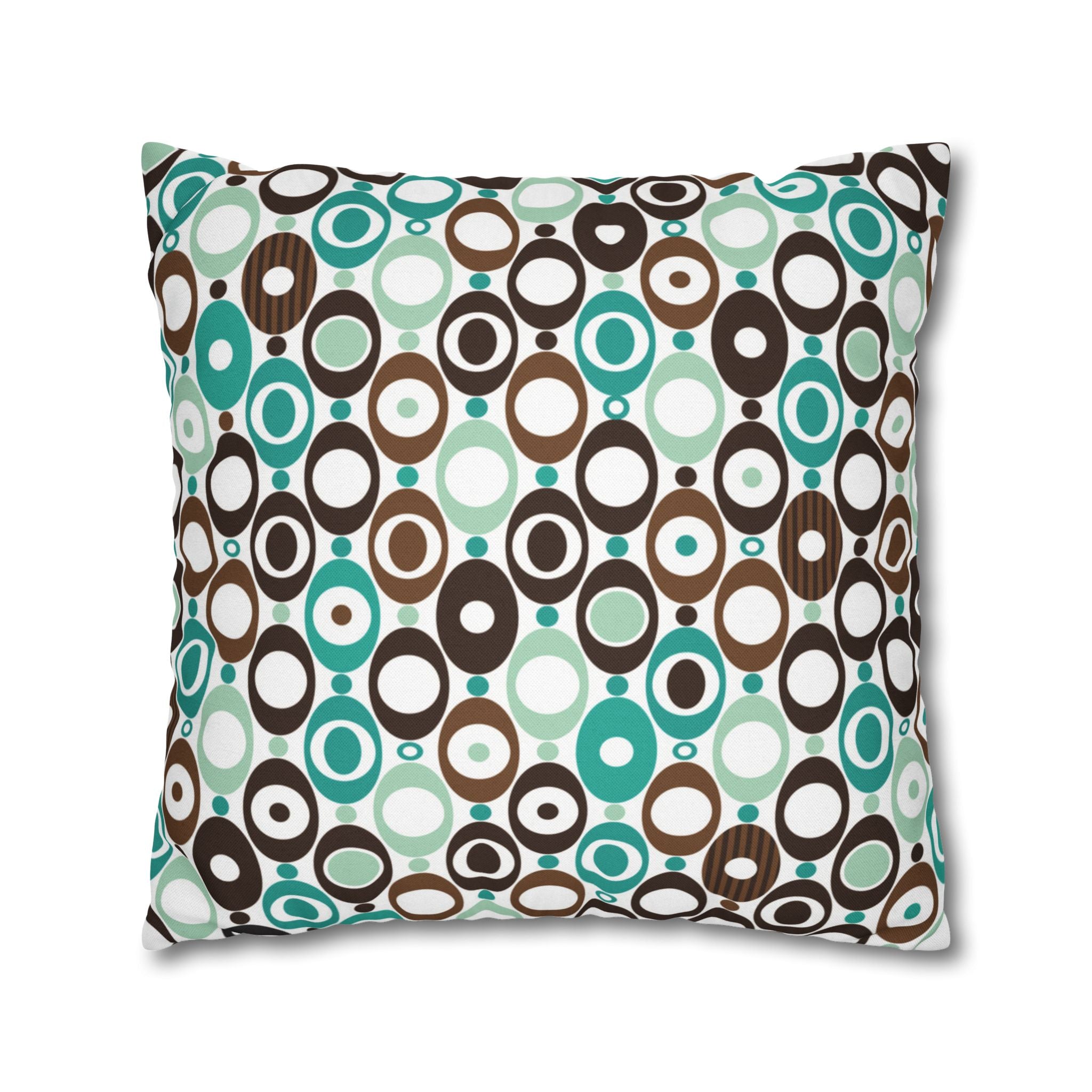 Kate McEnroe New York Mid Century Modern Orb Throw Pillow Cover, Retro Teal Brown 50s Style Cushion CoverThrow Pillow Covers25554266625483008555