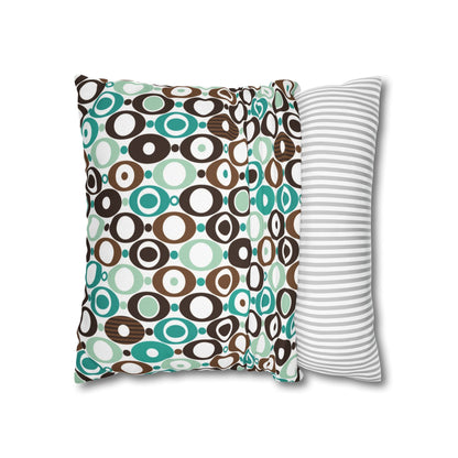 Kate McEnroe New York Mid Century Modern Orb Throw Pillow Cover, Retro Teal Brown 50s Style Cushion CoverThrow Pillow Covers25554266625483008555