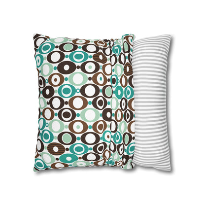 Kate McEnroe New York Mid Century Modern Orb Throw Pillow Cover, Retro Teal Brown 50s Style Cushion CoverThrow Pillow Covers25554266625483008555