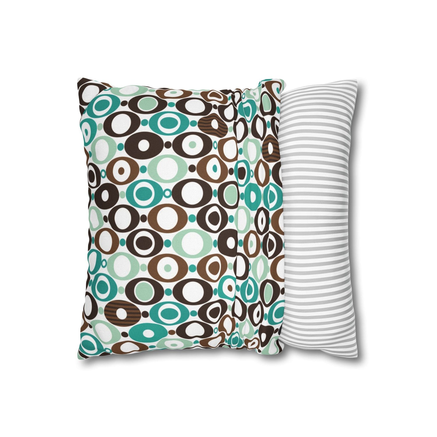 Kate McEnroe New York Mid Century Modern Orb Throw Pillow Cover, Retro Teal Brown 50s Style Cushion CoverThrow Pillow Covers25554266625483008555