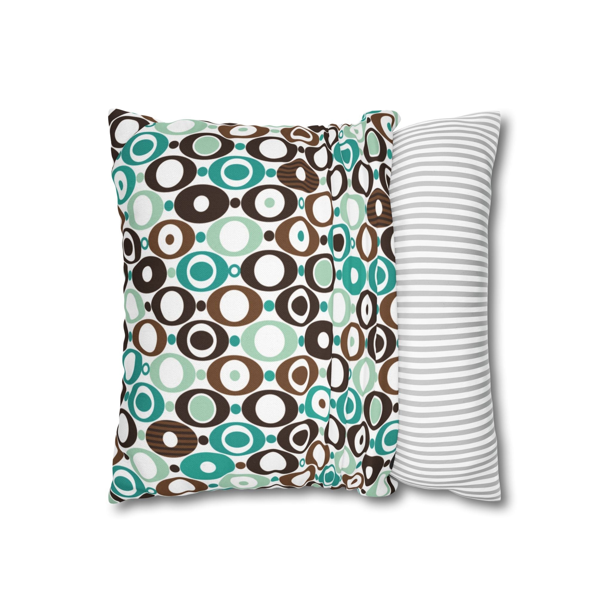 Kate McEnroe New York Mid Century Modern Orb Throw Pillow Cover, Retro Teal Brown 50s Style Cushion CoverThrow Pillow Covers25554266625483008555