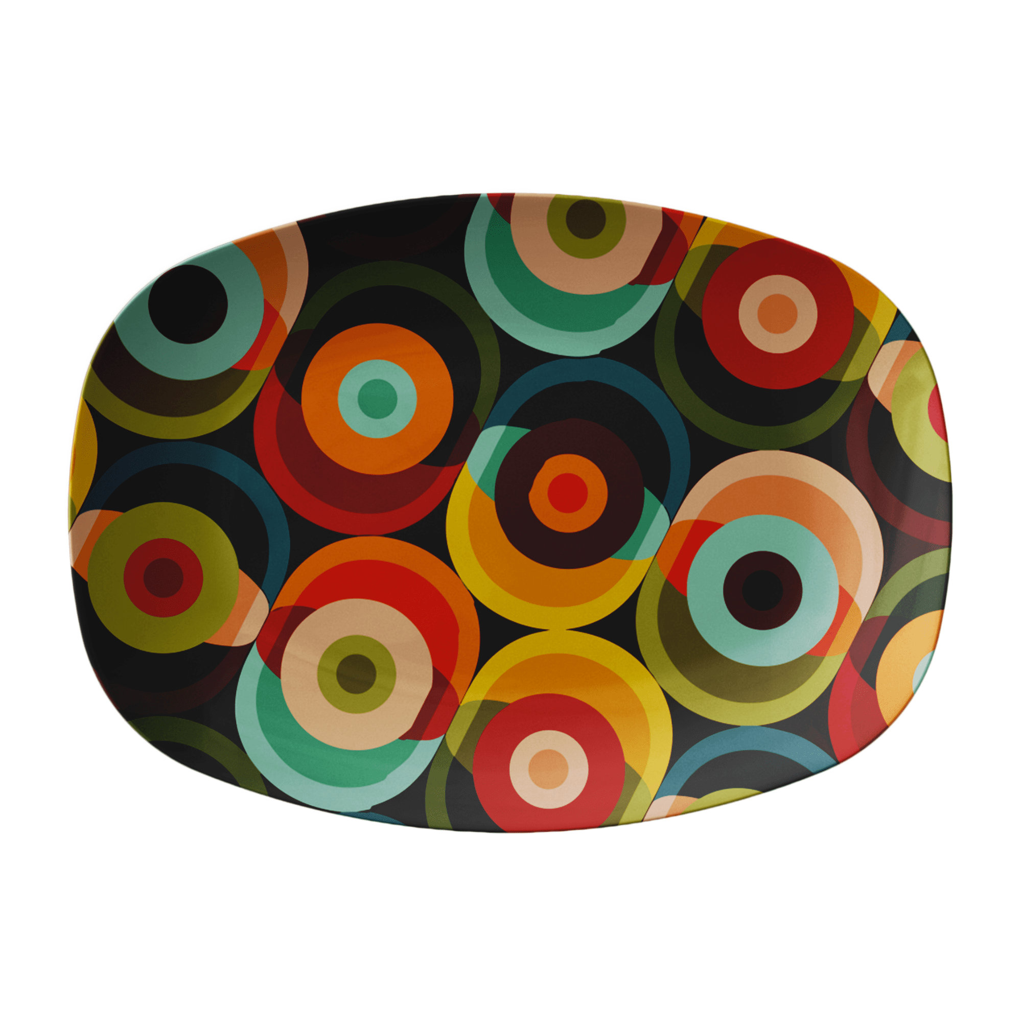 Kate McEnroe New York Mid Century Modern Orbs Serving Platter Retro Teal Orange DinnerwareServing PlattersMCO - MULT - 007