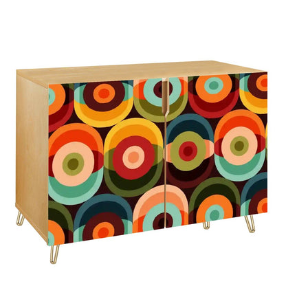 Kate McEnroe New York Mid Century Modern Orbs Sideboard, Retro Vinatge Geometric Sideboard, 70s Funky Accent FurnitureStorage CabinetsyE3le6VO4x