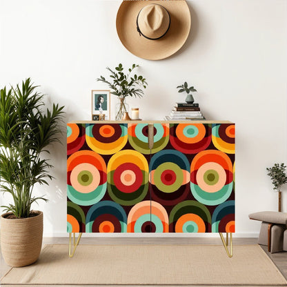 Kate McEnroe New York Mid Century Modern Orbs Sideboard, Retro Vinatge Geometric Sideboard, 70s Funky Accent FurnitureStorage CabinetsyE3le6VO4x