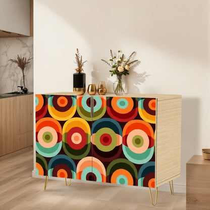 Kate McEnroe New York Mid Century Modern Orbs Sideboard, Retro Vinatge Geometric Sideboard, 70s Funky Accent FurnitureStorage CabinetsyE3le6VO4x