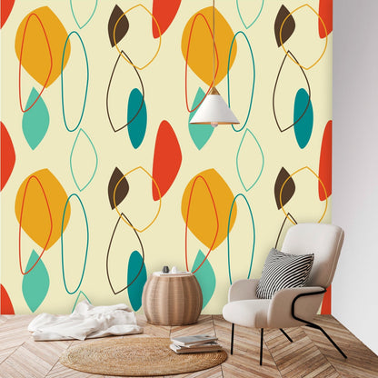 Kate McEnroe New York Mid Century Modern Peel and Stick Wall Mural, Retro Abstract Geometric Wallpaper, 50s Mod Wall DecorWall Mural127810