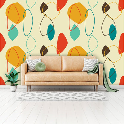 Kate McEnroe New York Mid Century Modern Peel and Stick Wall Mural, Retro Abstract Geometric Wallpaper, 50s Mod Wall DecorWall Mural127813