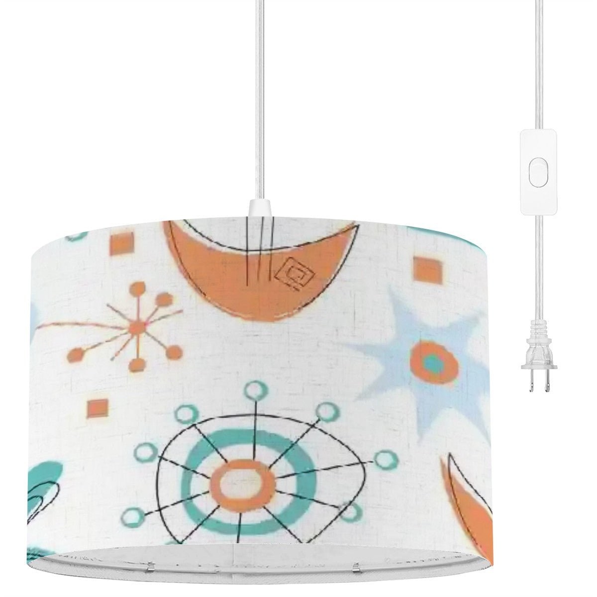 Kate McEnroe New York Mid Century Modern Pendant Lamp, Retro Atomic Starburst Ceiling Light, 50s Style Drum ShadeCeiling LightingiGUeVIDv6l