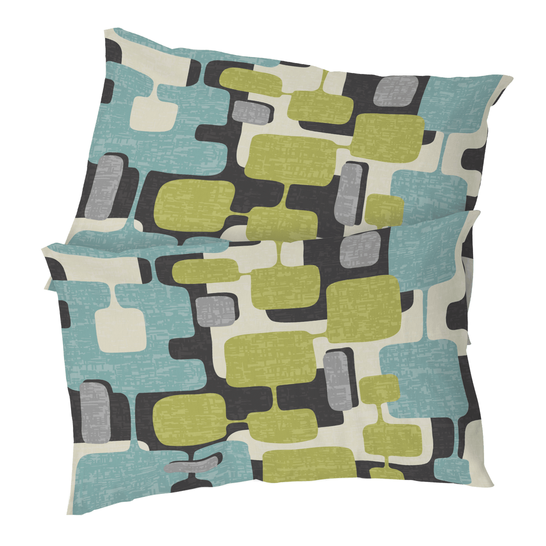 Kate McEnroe New York Mid Century Modern Pillowcase, Retro Abstract Aqua Green MCM BeddingPillowcases1250