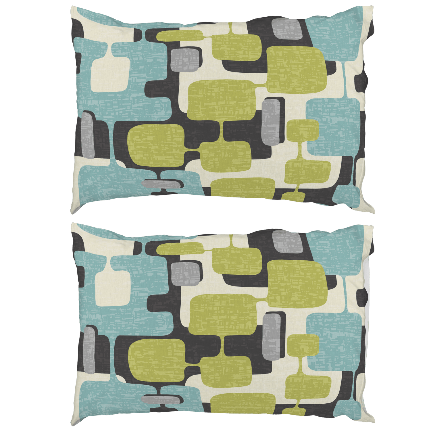 Kate McEnroe New York Mid Century Modern Pillowcase, Retro Abstract Aqua Green MCM BeddingPillowcases1250