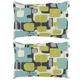 Kate McEnroe New York Mid Century Modern Pillowcase, Retro Abstract Aqua Green MCM BeddingPillowcases1250