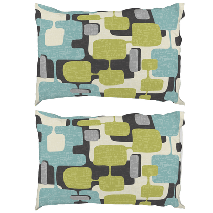 Kate McEnroe New York Mid Century Modern Pillowcase, Retro Abstract Aqua Green MCM BeddingPillowcases1250