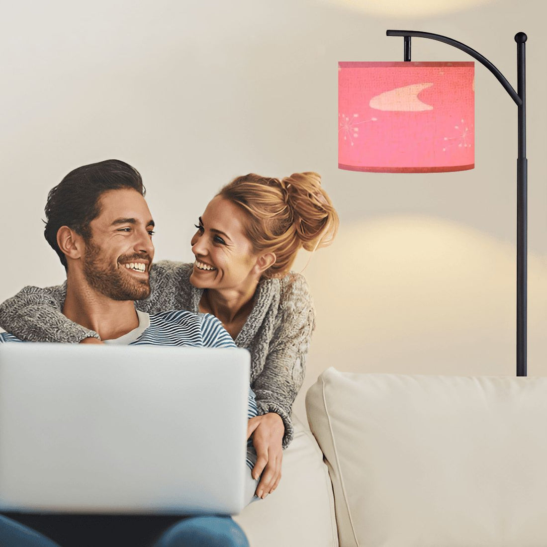 Kate McEnroe New York Mid Century Modern Pink Retro Boomerang Starburst Arc Floor LampArc Floor LampsoLgO2mhwAB