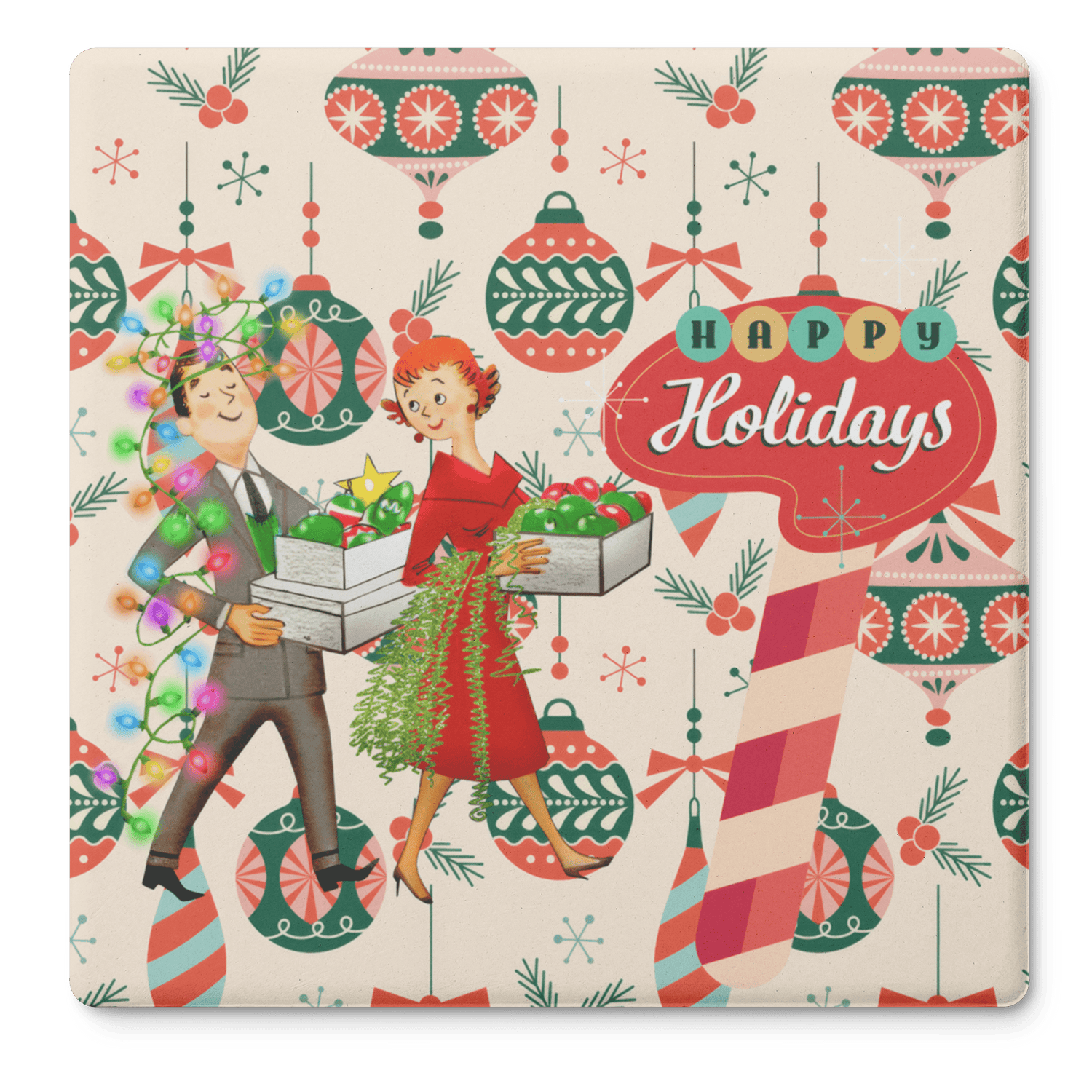 Kate McEnroe New York Mid Century Modern Retro 50s Christmas CoastersCoasters7021