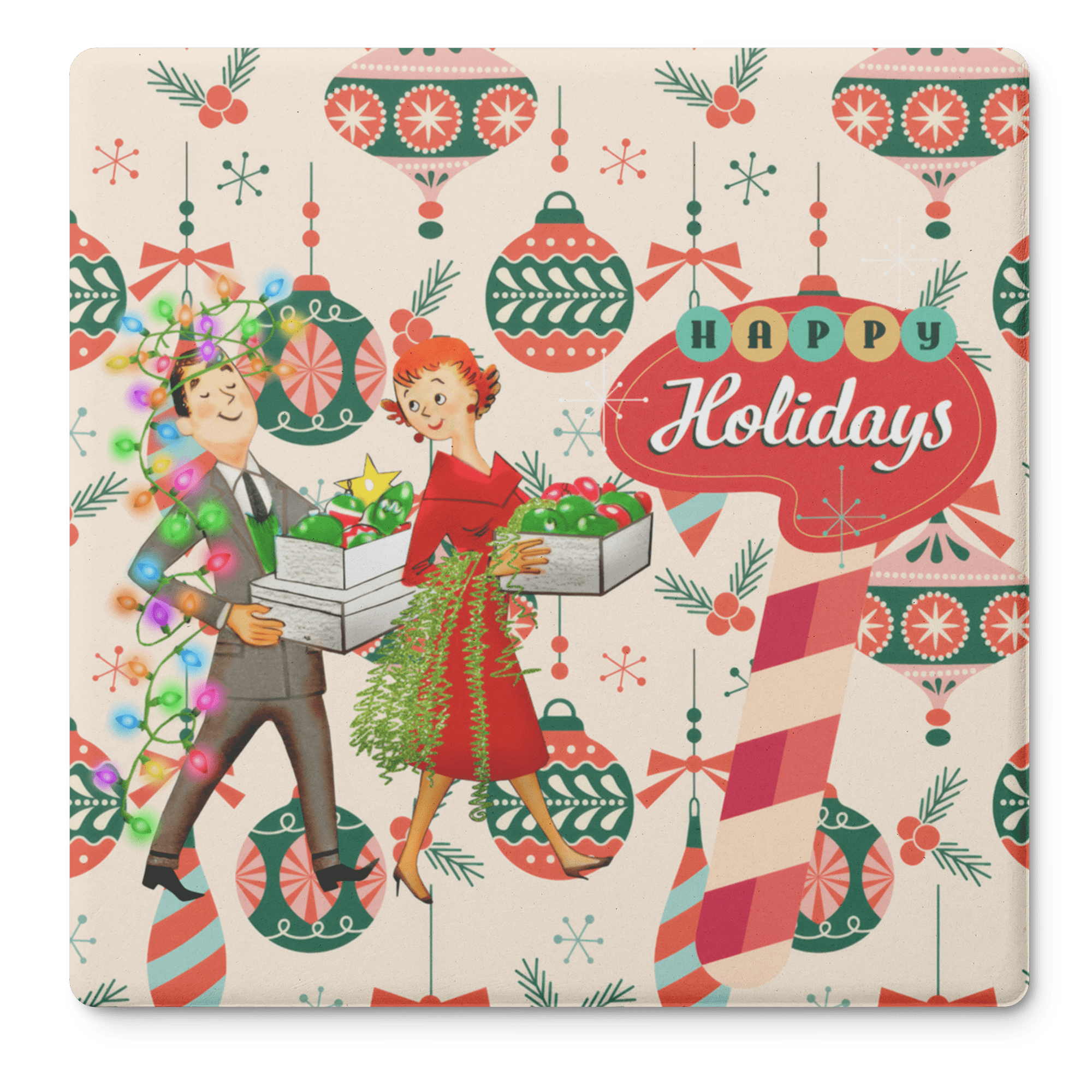 Kate McEnroe New York Mid Century Modern Retro 50s Christmas CoastersCoasters7021