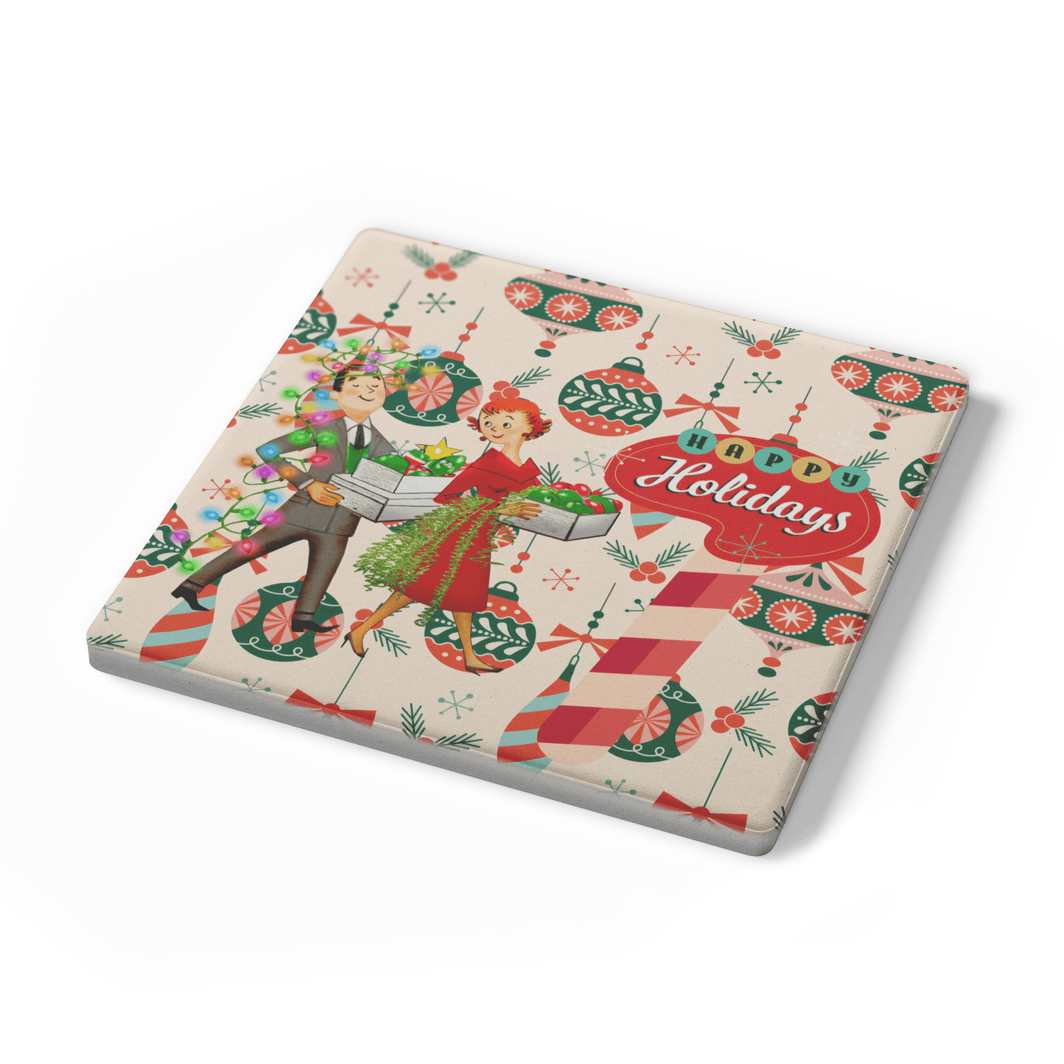 Kate McEnroe New York Mid Century Modern Retro 50s Christmas CoastersCoasters7021