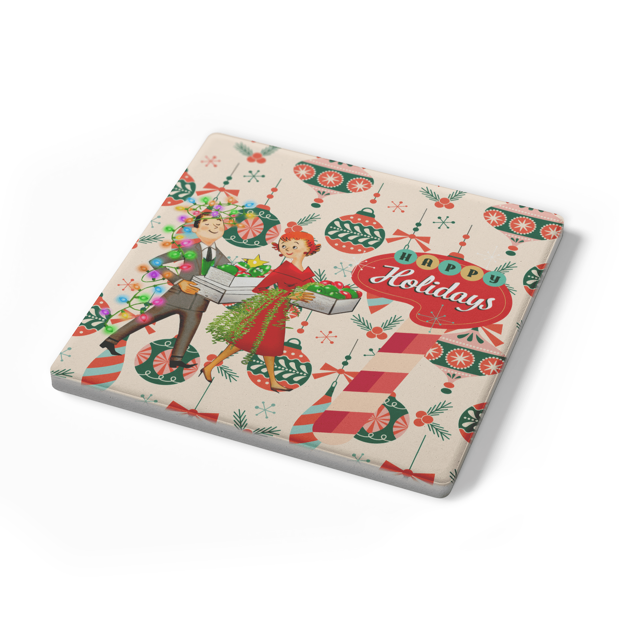 Kate McEnroe New York Mid Century Modern Retro 50s Christmas CoastersCoasters7021