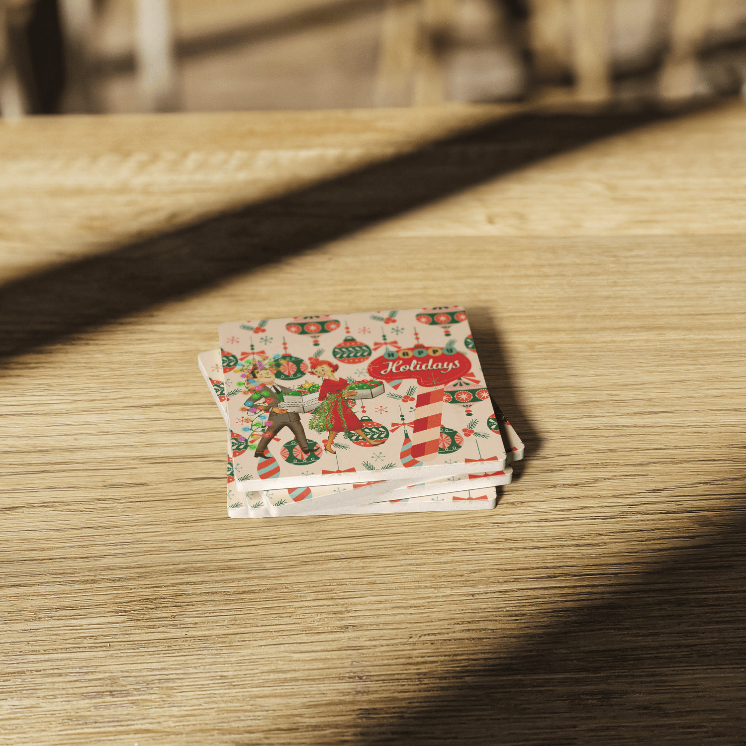 Kate McEnroe New York Mid Century Modern Retro 50s Christmas CoastersCoasters7021