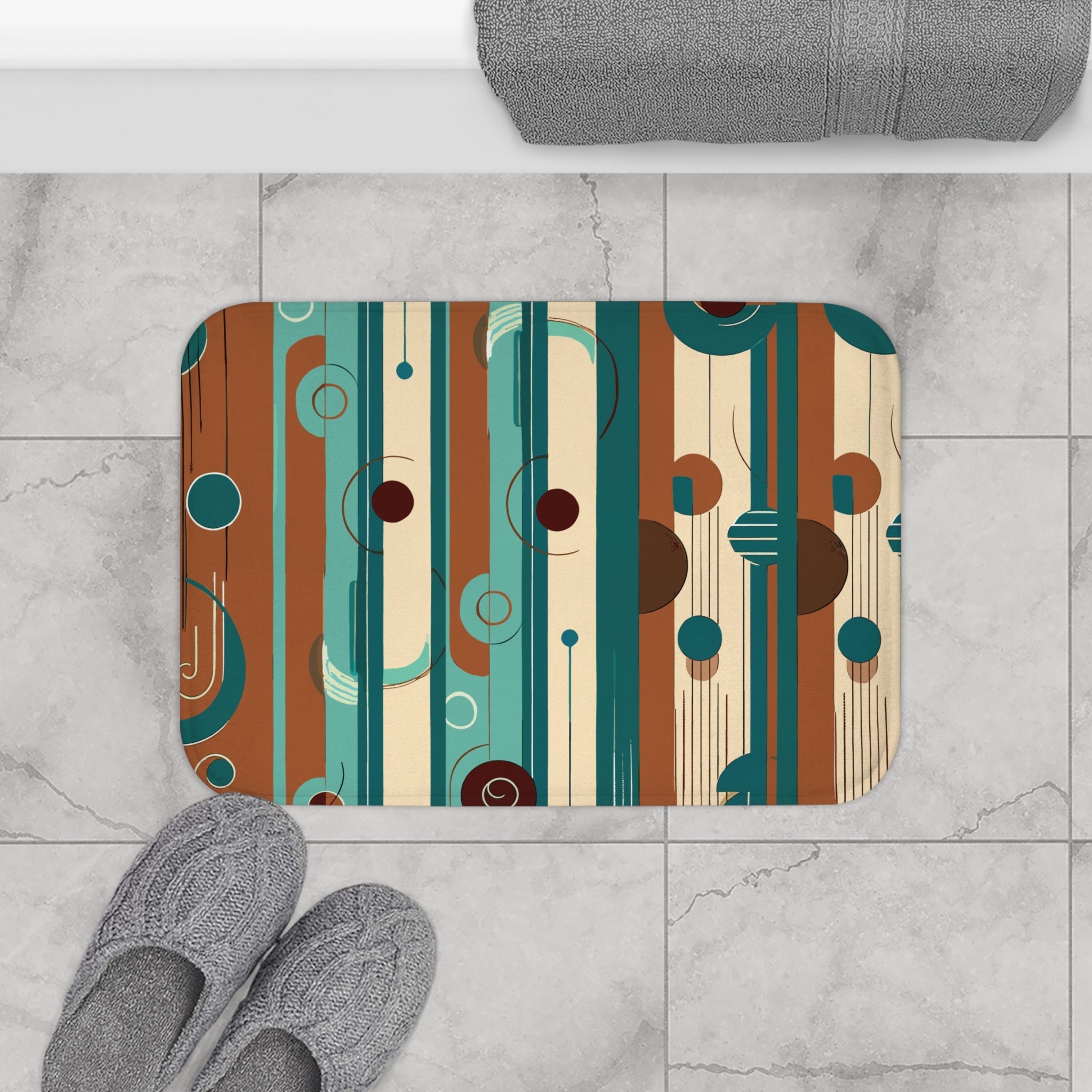 Kate McEnroe New York Mid Century Modern Retro 50s Geometric Orbs Bath MatBath Mats21946570462390426164