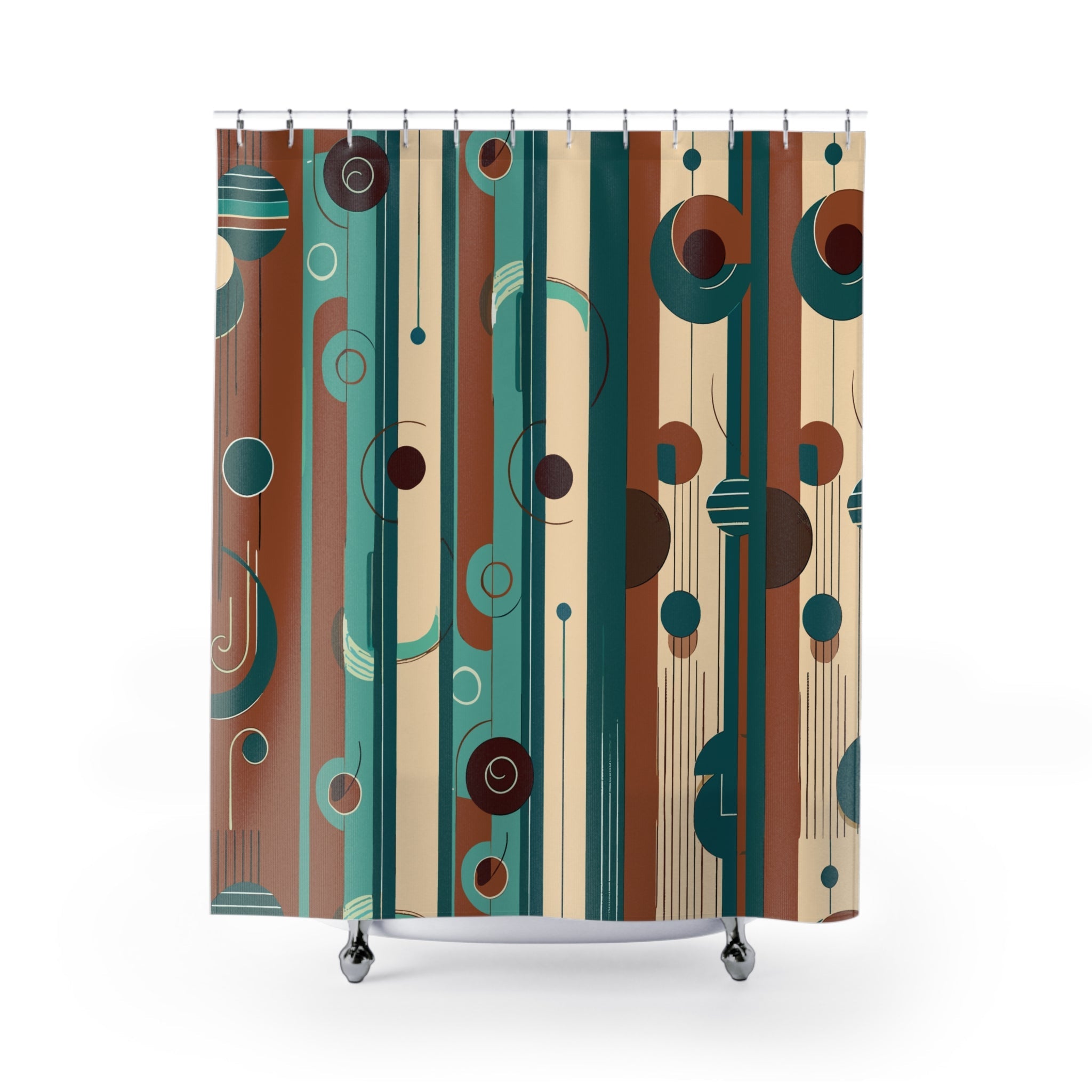 Kate McEnroe New York Mid Century Modern Retro 50s Geometric Orbs Shower CurtainShower Curtains10943647272440530870