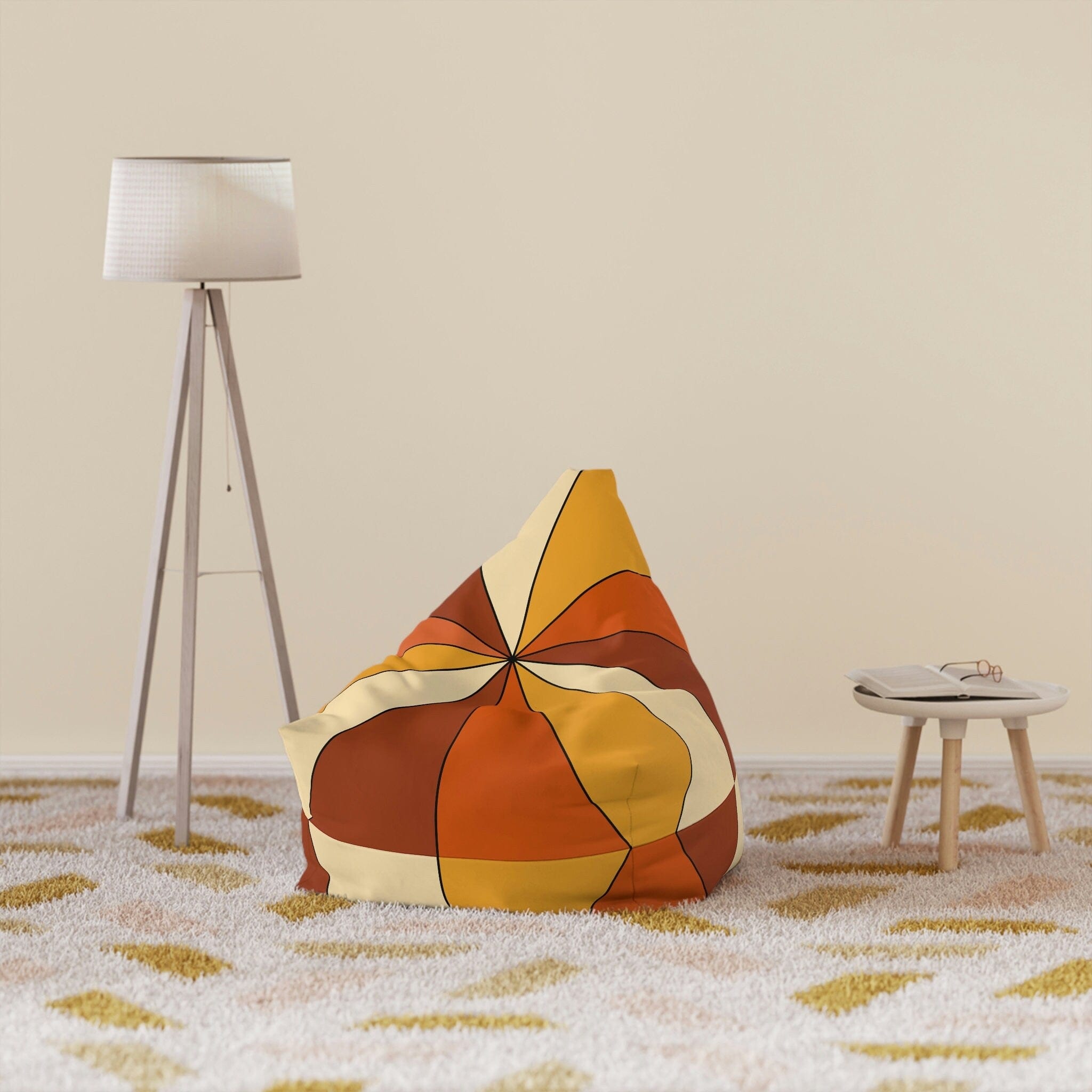 Kate McEnroe New York Mid Century Modern Retro 60, 70s Bean Bag Chair Cover, Hippie Bean Bag Cover for Teens and Adults, Mid Mod Lounge Room, Dorm Room Decor GiftBean Bag Chair Covers14093180989610173602