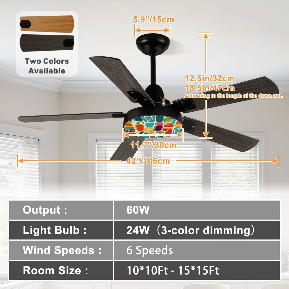 Kate McEnroe New York Mid Century Modern Retro 60s Amoeba Reversible Ceiling Fan with LightCeiling FansgYu2i4x7EG