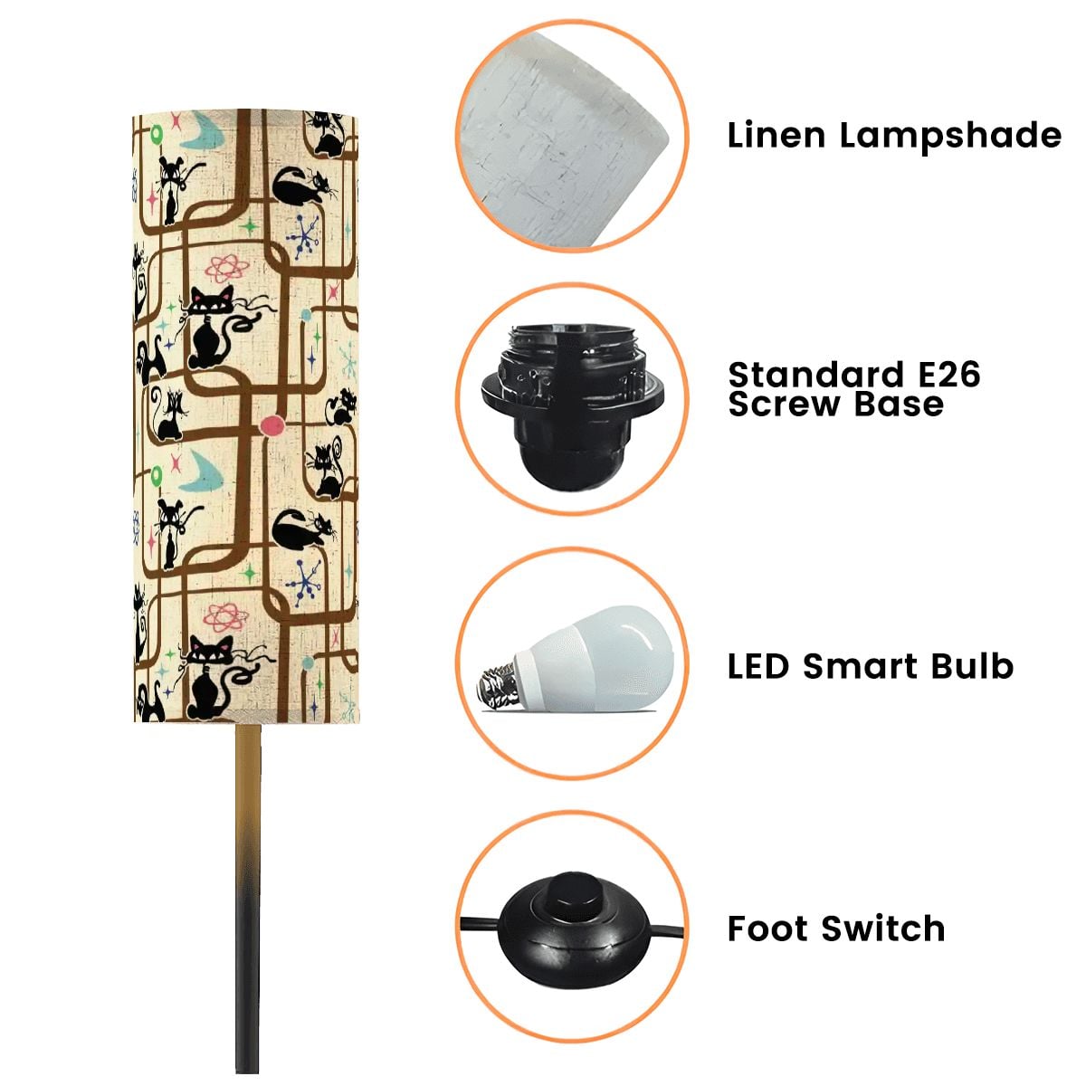 Kate McEnroe New York Mid Century Modern Retro 70s Atomic Cat Standing Floor LampSlim Floor Lamps0Yjc1MRhfH