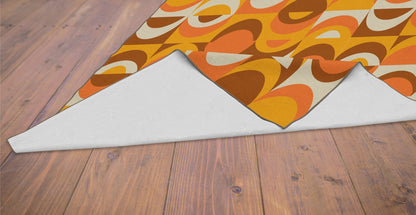 Kate McEnroe New York Mid Century Modern Retro 70s Geometric Orange, Brown Mustard Yellow Area RugRugs